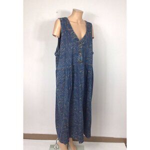 Vintage Maxi Jean Dress Romper Womens 20